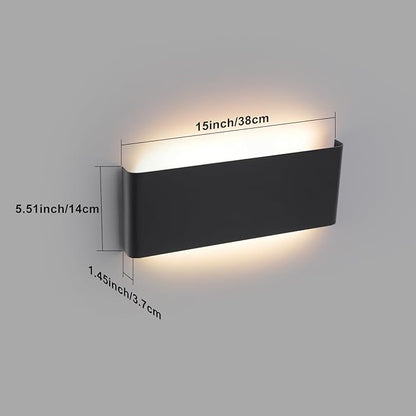 15"Modern LED vanity light,20W Dimmable 5 CCT (3000K-6500K) Adjustable Wall Lamp,Up and Down Wall Lighting,Indoor Wall Sconce for Bedroom,Staircase,Hallway,Dressing Table,2 Pack（Black）
