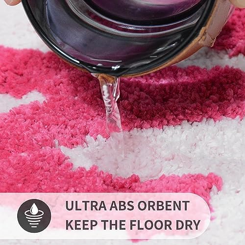 Pink Get Naked Bath Mat, Long Runner Mat for Bathroom, Cute Fun Simple Bath Rug, Water Absorbent Non-Slip Microfiber Mat, 18"x47"