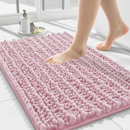 Smiry Bathroom Rugs 24X16, Extra Soft Rubber Backing Chenille Bath Mats