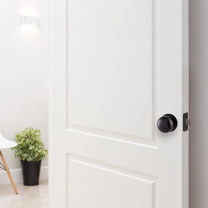 Design House 778951 Cambridge 2-Way Adjustable Passage Door Knob with for Hallway Closet, Matte Black