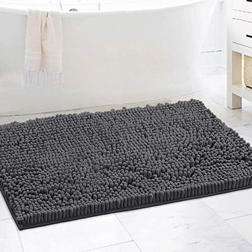 H.VERSAILTEX Bathroom Rugs Bath Mats Non Slip Luxury Chenille Bathroom Rug Mat 24x36 Extra Soft and Absorbent Rugs Washable Dry Fast Plush Area Carpet Mats for Bath Room, Tub - Grey