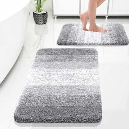 OLANLY Micorfiber Bathroom Rug Set 2 Piece, 30"x20"+24"x16"