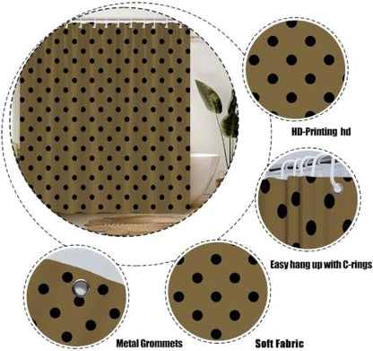 Polka Dot Shower Curtain Bathroom Decor 70x70 Inch with 12 Hooks,