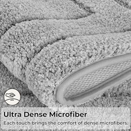 GRANNY SAYS Gray Bathroom Rug 71" x 24", Non-Slip Microfiber Bath Mat
