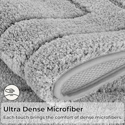 GRANNY SAYS Gray Bathroom Rug 71" x 24", Non-Slip Microfiber Bath Mat