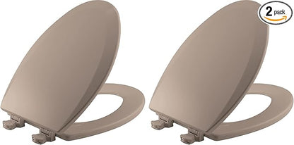 Bemis 1500EC 068 Toilet Seat with Easy Clean & Change Hinges, 2 Pack Elongated, Fawn Beige