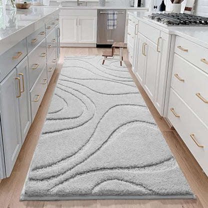 DEXDE Bathroom Rugs Runner 24x60 Long Non-Slip Bath Mats Floor Shower Gray
