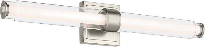 Kichler Laurene LED Bath Bar Light, Brushed Nickel | Linear vanity light with clear glass for mirrors and vanities (26.5" x 5"), 55238NILED