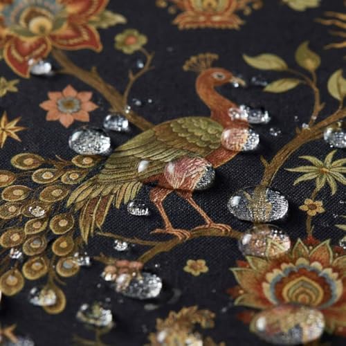 Boho Chic Black Floral Shower Curtain, Vintage Rustic Antique Victorian Peacock Paisley Farmhouse Shower Curtain Set, Witchy Aesthetic Retro Bath Curtains Bathroom Accessories with Hooks, 72 x 72