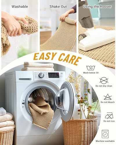 Furicher Large Waffle Bath Mat Set, Non Slip Bath Rug Set, Ultra Absorbent Bath Mats for Bathroom Decor, Extra Soft Floor Kitchen Rugs Sets 2 Piece, Washable Bath Runner Rug, Brown, 20"×47" & 16"×24"