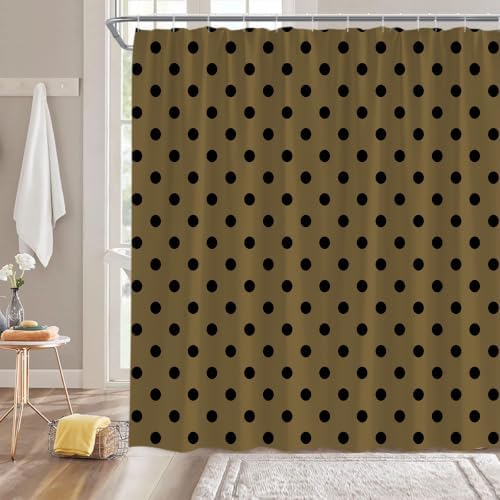 Polka Dot Shower Curtain Bathroom Decor 70x70 Inch with 12 Hooks,