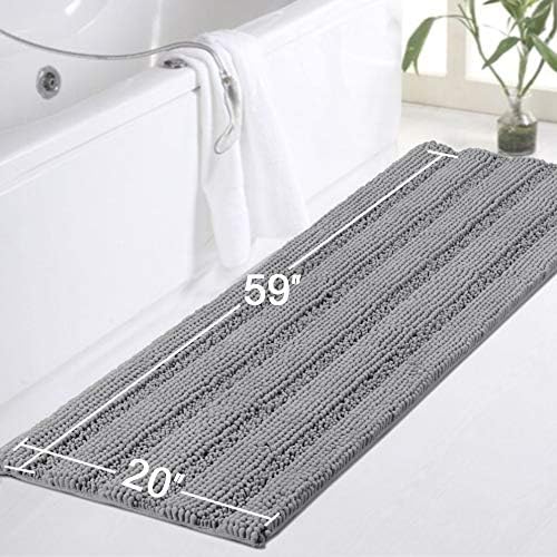 Turquoize Bathroom Runner Rug 20"x59", Soft Absorbent Chenille Bath Rug