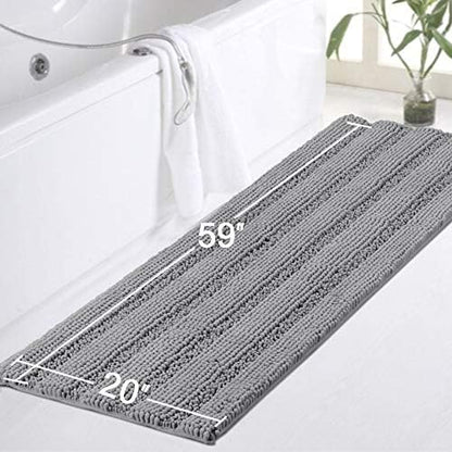 Turquoize Bathroom Runner Rug 20"x59", Soft Absorbent Chenille Bath Rug