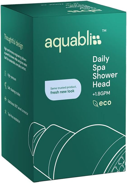 Aquabliss TurboSpa ECO High-Pressure Shower Head - Chrome | Water-saving 3-inch high-pressure shower head with 42-nozzle wide spray. Twist-on install, no tools needed.