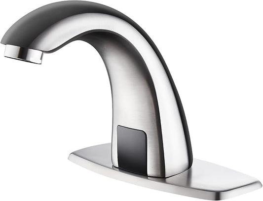 Luxice Touchless Bathroom Sink Faucet - Automatic Motion Sensor Faucet - Battery Opertated for Commercial,Brushed Nickel