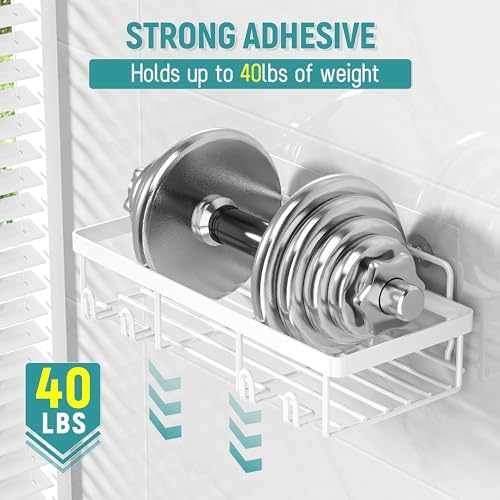 Liuoud 5 Pack Shower Caddy for Inside Shower, White Bathroom Storage Decor