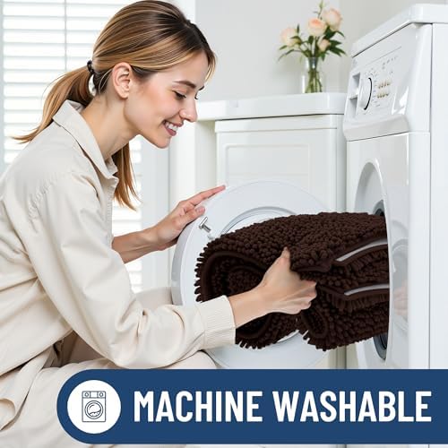 Smiry Bathroom Rugs 44X32, Luxury Chenille Extra Soft Absorbent Bath Mat