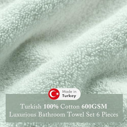 Madison Park 100% Turkish Cotton 600 GSM Bath Towel Set, 6 Piece, Seafoam