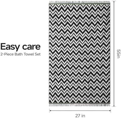 ecolook Chevron Beach and Bath Towels 2 Pack, Decorative Cotton