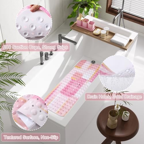 XLHOMO Bathroom Accessories Set - 26PCS Pink Bathroom Set, Bathroom Accessory Set with Shower Curtain and Rugs and Bathtub Mats for Home