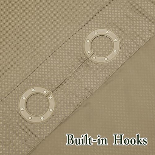 Gibelle No Hook Cloth Beige Shower Curtain with Liner, 72x86