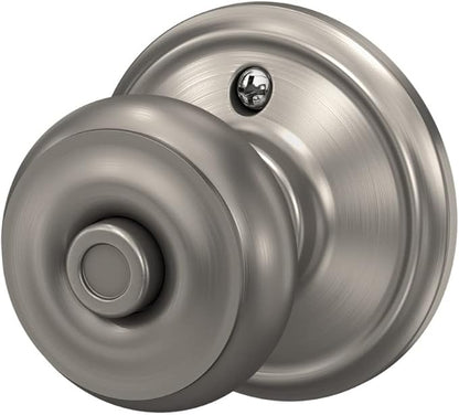 SCHLAGE F40 GEO 619 Georgian Door Knob, Bed & Bath Privacy Lock, Satin Nickel (Pack of 4)
