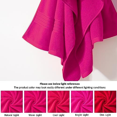COZYART Luxury Bath Towel Set 6 Pcs, Hot Pink 100% Turkish Cotton 650 GSM