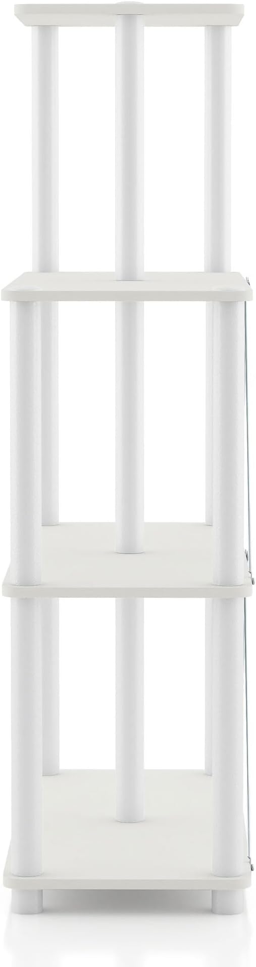 Homes: Inside + Out Apexa Modern 5-Cube Ladder Shelving Units, Collectibles Display Shelves, Easy Assembly Standing Shelf, Home Storage Organizer for Living Room, Bedroom, Office, White