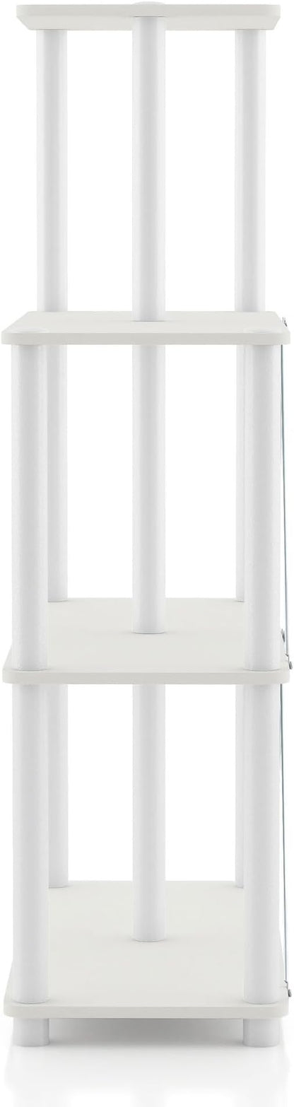 Homes: Inside + Out Apexa Modern 5-Cube Ladder Shelving Units, Collectibles Display Shelves, Easy Assembly Standing Shelf, Home Storage Organizer for Living Room, Bedroom, Office, White