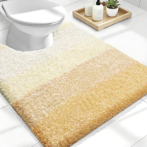 OLANLY Luxury Toilet Rugs U-Shaped 24x20, Soft Absorbent Microfiber Mat