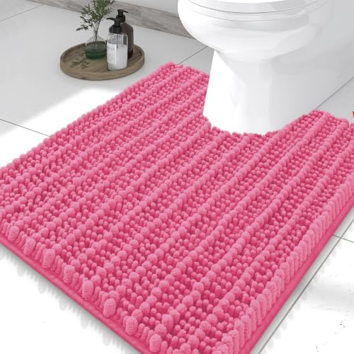 Smiry Bathroom Toilet Rugs U Shaped 24X20, Chenille Bath mats for Toilet