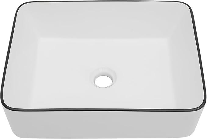 16"x12" Vessel Sink Rectangular White Vessel Sink Small Sinks for Bathrooms Above Counter Ceramic Bathroom Sink Rectangule Sink Bowls For Bathroom Vanity Lavatory Bowl Basin