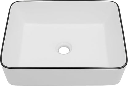 16"x12" Vessel Sink Rectangular White Vessel Sink Small Sinks for Bathrooms Above Counter Ceramic Bathroom Sink Rectangule Sink Bowls For Bathroom Vanity Lavatory Bowl Basin