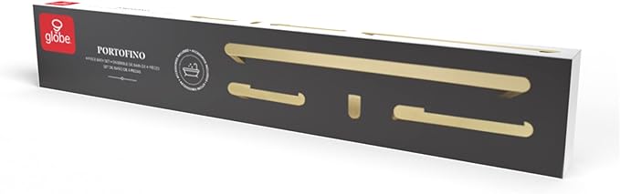 Globe Electric 63000011 4-Piece Bathroom Hardware Accessory Kit, Matte Brass, Towel Bar, Toilet Paper Holder, Towel Ring, Robe Hook, Home Decor, Bathroom Set, Kitchen Décor, Design Essentials