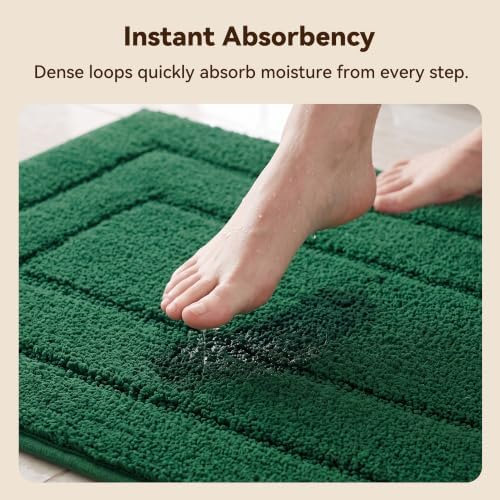 GRANNY SAYS Green Bathroom Rug 20" x 32", Non-Slip Microfiber Bath Mat