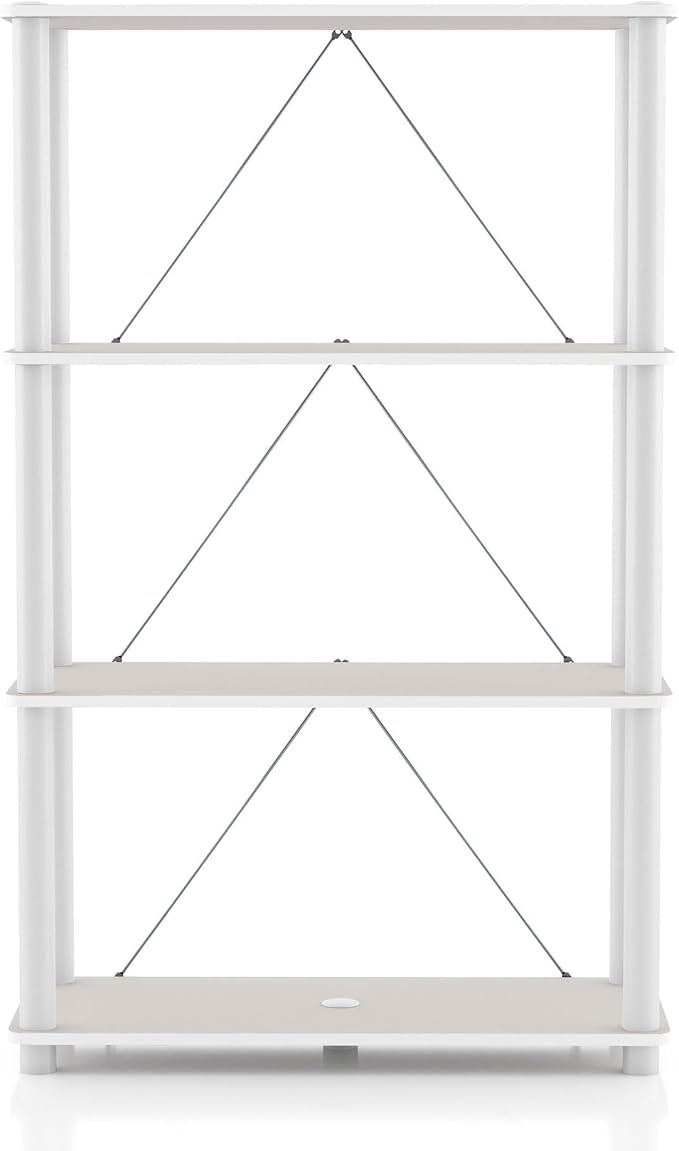 Homes: Inside + Out Apexa Modern 4-Tier Wide Shelving Units, Collectibles Display Shelves, Easy Assembly Standing Shelf, Home Storage Organizer for Living Room, Bedroom, Office, Taupe Grey