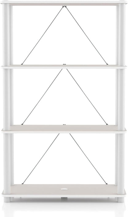 Homes: Inside + Out Apexa Modern 4-Tier Wide Shelving Units, Collectibles Display Shelves, Easy Assembly Standing Shelf, Home Storage Organizer for Living Room, Bedroom, Office, Taupe Grey