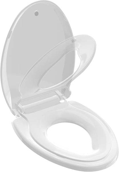 Potty Training Seat Built-in Toilet Seat, Elongated Toilet Seat 16.5inch with Baby Seat 2 in 1 Soft Close Quiet No Slapping, Magnetic Absorption, Easy Installation for Bottom Fixing Toilet