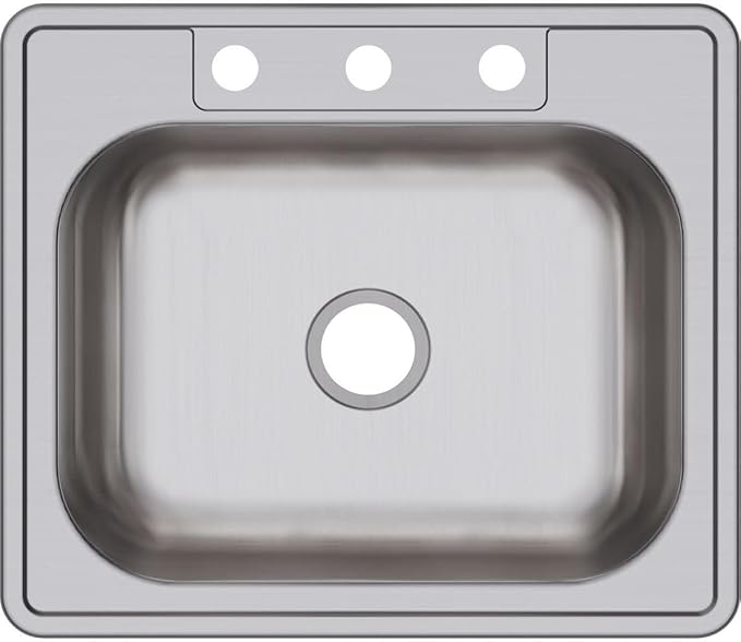 Dayton D125211 Single Bowl Top Mount Stainless Steel Sink, 25 x 21
