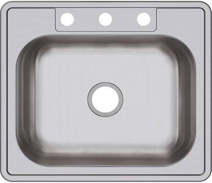 Dayton D125211 Single Bowl Top Mount Stainless Steel Sink, 25 x 21