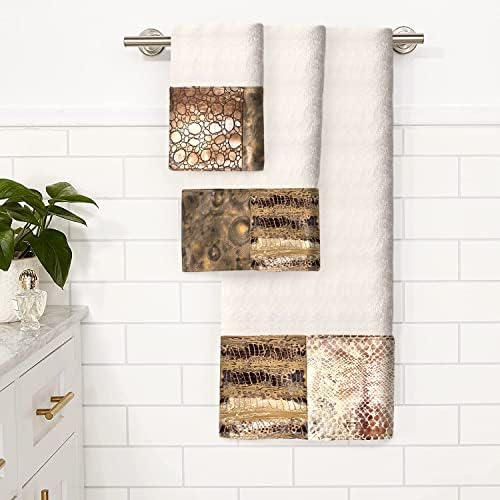 Zahari Home Zambia Animal Print Bath Towel Set - 3 Piece Bath, Hand and Wash Towels. Luxury Contemporary Bath Ensemble