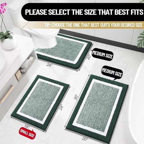 OLANLY Bathroom Rugs 30x20, Absorbent Microfiber Bath Rugs, Blackish Green