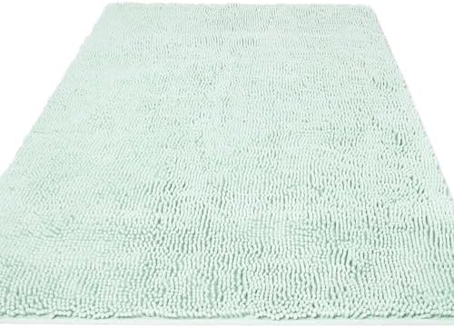 Yeaban Chenille Spa Blue Bathroom Rug 36"x60",Non-Slip Rubber Backing
