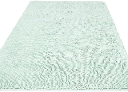 Yeaban Chenille Spa Blue Bathroom Rug 36"x60",Non-Slip Rubber Backing