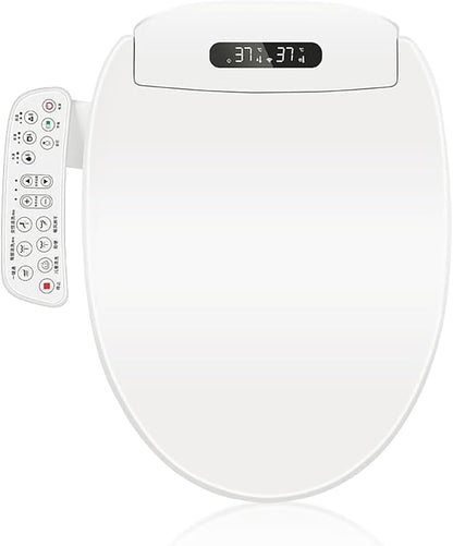 Electric Bidet Toilet Seat, Filtered & Unlimited Warm Water, 8 Modes Spa Wash, Warm Air Dryer, Heated Seat, Self-Clean Stainless Steel Nozzle, HD Night Light. 10-year warranty. (TB-26EV, Elongated)