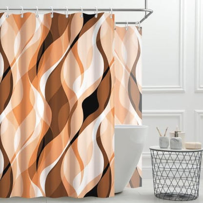 Orange Striped Clawfoot Tub Shower Curtain 180x70 inch 30 Hooks