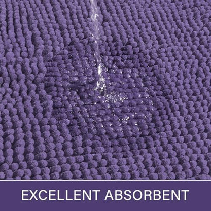 LOCHAS Bathroom Rug Shaggy Bath Mat 2 Piece, 24 x 17 Inch, Dark Purple