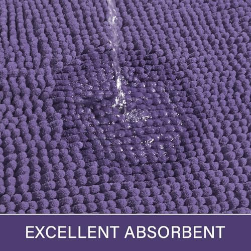 LOCHAS Luxury Bathroom Rug Shaggy Bath Mat 24 x 17 Inch, Dark Purple