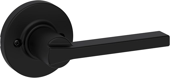 Kwikset Casey Interior Passage Round Door Handle, Lever for Closet and Hallway Doors, Reversible Non-Locking Handle Lever, Satin Nickel, with Microban Protection