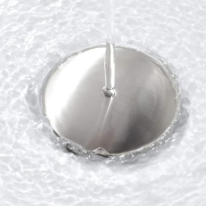 Bathroom Sink Drain Without Overflow Vessel Sink Lavatory Vanity Pop Up Drain Stopper, Brushed Nickel
